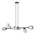 Black large pendant lamp with 6 fumed glasses E14