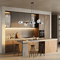 Black large pendant lamp with 6 fumed glasses E14