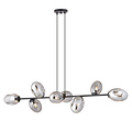 Schwarze große Designlampe mit 8 Rauchgläsern E14