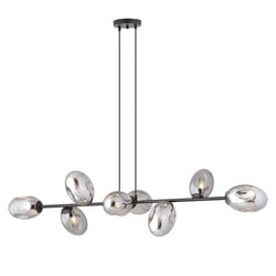 Emibig Schwarze große Designlampe mit 8 Rauchgläsern E14