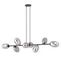 Schwarze große Designlampe mit 8 Rauchgläsern E14