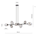 Schwarze große Designlampe mit 8 Rauchgläsern E14