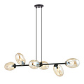 Design pendellamp met 6 geblazen amberkleurige glazen E14