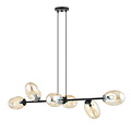 Design pendellamp met 6 geblazen amberkleurige glazen E14