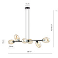Design-Pendelleuchte mit 6 mundgeblasenen bernsteinfarbenen Gläsern E14