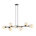 Beautiful 8x E14 black hanging lamp with blown amber glass
