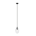 Zwarte pendel met 1x E14 geblazen transparant glas