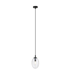 Emibig Zwarte pendel met 1x E14 geblazen transparant glas