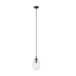 Suspension noire avec 1x verre transparent soufflé E14