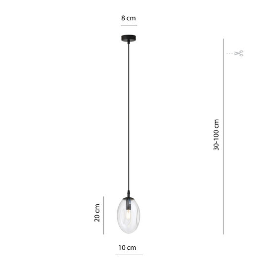 Emibig Emibig Black pendant with 1x E14 blown transparent glass - Perfect for creating a cozy atmosphere