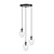 Emibig 3-flammige schwarze Pendelleuchte mit 3x E14 geblasenem transparentem Glas