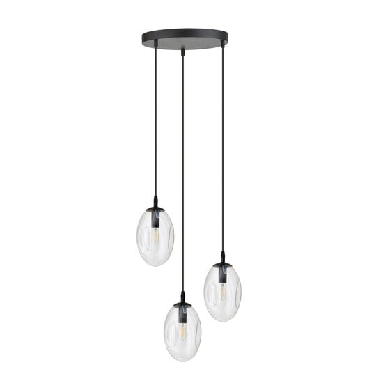 Emibig Emibig 3-flammige schwarze Pendelleuchte mit 3x E14 geblasenem transparentem Glas - Ideal für stilvolle Beleuchtung