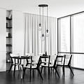 3 licht zwarte pendel met 3x E14 geblazen transparant glas
