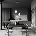 3 licht zwarte pendel met 3x E14 geblazen transparant glas