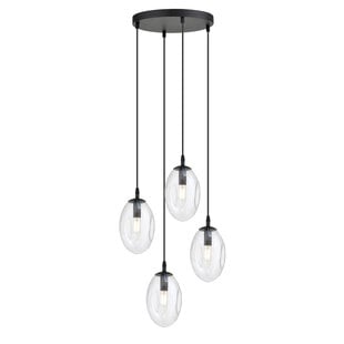 Emibig 4 lumière noire suspension avec 4x E14 verre transparent soufflé
