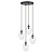 Colgante negro de 4 luces con vidrio transparente soplado 4x E14