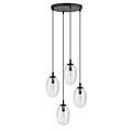 Emibig Emibig 4 flammige schwarze Pendelleuchte mit 4x E14 geblasenem transparentem Glas - Ideal für eine gemütliche Atmosphäre in jedem Raum
