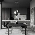 4 light black pendant with 4x E14 blown transparent glass