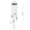4 light black pendant with 4x E14 blown transparent glass