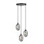 Emibig Emibig Bonita lámpara colgante negra de 3 luces con 3x E14 vidrio ahumado soplado - Ideal para crear un ambiente acogedor en cualquier espacio