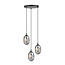 Handsome 3 light black pendulum with 3x E14 blown smoked glass