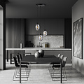 Knappe 3 licht zwarte pendel met 3x E14 geblazen gerookt glas
