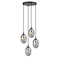 Emibig Emibig Design 4 licht zwarte pendel met 4x E14 geblazen rookglas - Perfecte verlichting voor elke ruimte