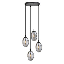 Emibig Diseño 4 luces colgante negro con 4x E14 vidrio ahumado soplado
