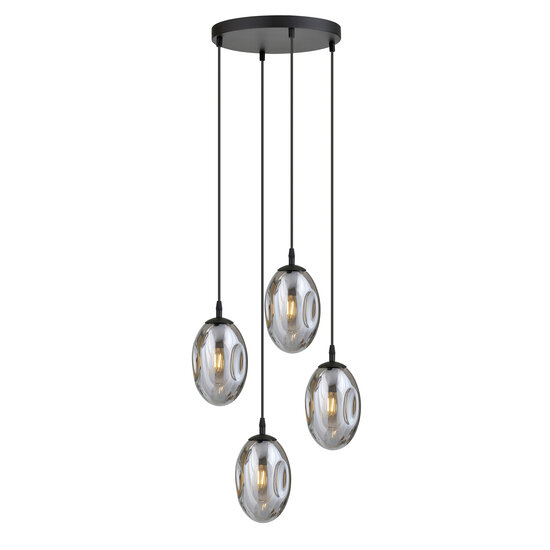 Emibig Emibig Design 4 light black pendant with 4x E14 blown smoke glass - Perfect lighting for any space