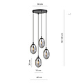 Design 4 licht zwarte pendel met 4x E14 geblazen rookglas