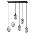Emibig Emibig Lange schwarze Pendelleuchte mit 6 Lampen und 6 mundgeblasenen Rauchgläsern - Ideal für stilvolle Beleuchtung in jedem Raum