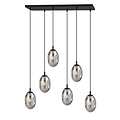 Emibig Emibig Long 6-lamp black pendant with 6 blown fumed glass - Ideal for creating a stylish atmosphere in any room