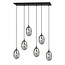 Emibig Emibig Longue suspension noire à 6 lampes avec 6 verres soufflés fumés - Idéale pour créer une atmosphère élégante dans n'importe quelle pièce