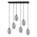 Emibig Emibig Lange schwarze Pendelleuchte mit 6 Lampen und 6 mundgeblasenen Rauchgläsern - Ideal für stilvolle Beleuchtung in jedem Raum