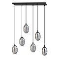 Emibig Emibig Long 6-lamp black pendant with 6 blown fumed glass - Ideal for creating a stylish atmosphere in any room