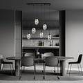 Emibig Emibig Lange schwarze Pendelleuchte mit 6 Lampen und 6 mundgeblasenen Rauchgläsern - Ideal für stilvolle Beleuchtung in jedem Raum