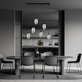 Emibig Emibig Longue suspension noire à 6 lampes avec 6 verres soufflés fumés - Idéale pour créer une atmosphère élégante dans n'importe quelle pièce