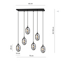 Emibig Emibig Longue suspension noire à 6 lampes avec 6 verres soufflés fumés - Idéale pour créer une atmosphère élégante dans n'importe quelle pièce