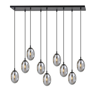 Emibig Exceptional black hanging lamp with 9 smoked glasses E14
