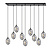 Exceptional black hanging lamp with 9 smoked glasses E14