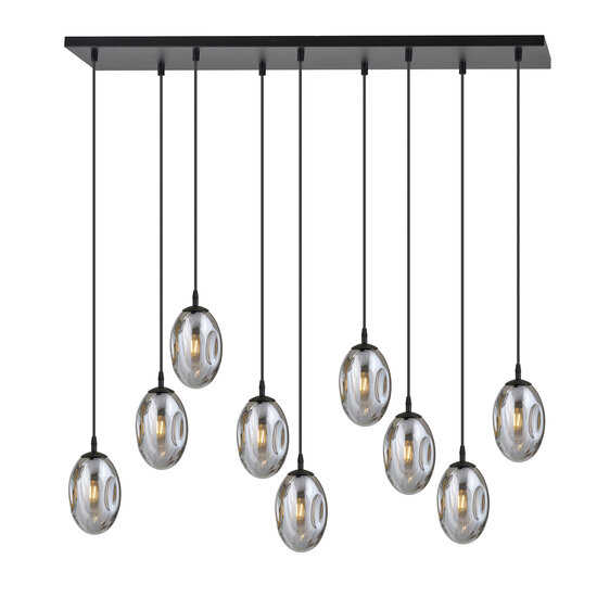 Emibig Emibig Uitzonderlijke zwarte hanglamp met 9 gerookte glazen E14 - Creëer een sfeervolle ambiance in uw ruimte