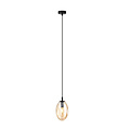 Hanglamp zwart enkel amberkleur glas en 1x E14