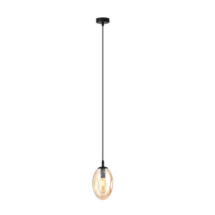 Lampe à suspension noire en verre de couleur ambre unique et 1x E14