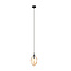 Hanging lamp black single amber color glass and 1x E14