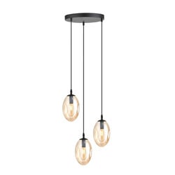 Emibig Hanging lamp with 3 pendants E14 black single amber color glass