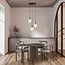 Emibig Emibig Hanging lamp with 3 pendants E14 black single amber color glass - Ideal for creating a cozy dining atmosphere