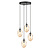 Hanging lamp with 4 pendants E14 black single amber color blown glass