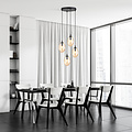 Lámpara de colgar con 4 colgantes E14 cristal soplado monocolor negro ámbar