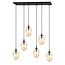 Emibig Emibig Large long hanging lamp with 6 amber-coloured glass pendants E14 - Ideal for creating a cozy atmosphere