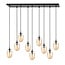 Emibig Emibig Lámpara colgante llamativa negra con 9 colgantes de vidrio ámbar - Iluminación única para cualquier interior